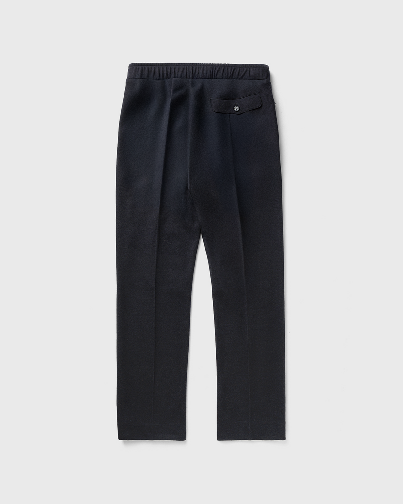 Rückansicht von blauer, eleganter Wollhose mit Gesäßtasche in Trackpants-Optik